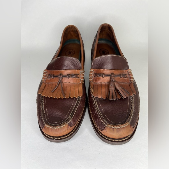 H.S. Trask Bozeman Tassel Moc-Toe Dress Loafer Two Tone Leather Mens Size 12M - Picture 4 of 15